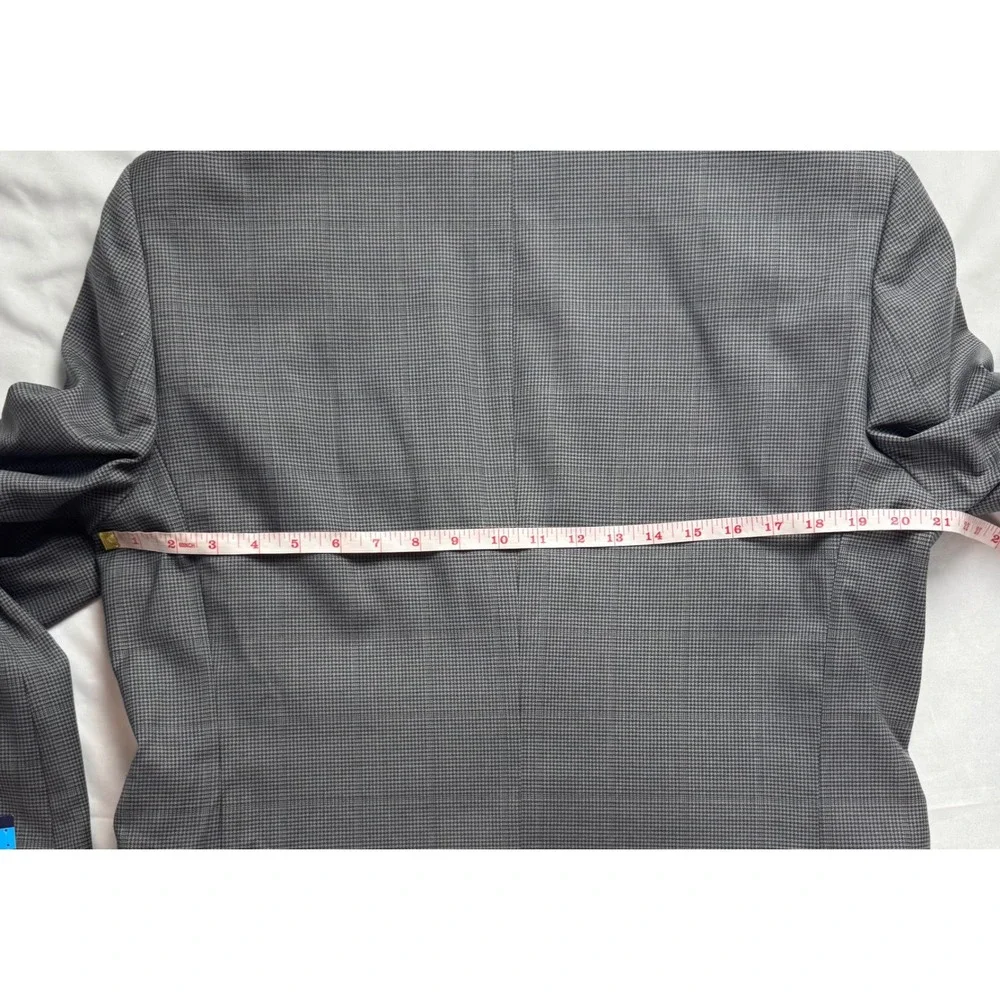 Stafford CoolMax EcoMade Suit Jacket 42R Gray Houndstooth Wool Blend Classic Fit